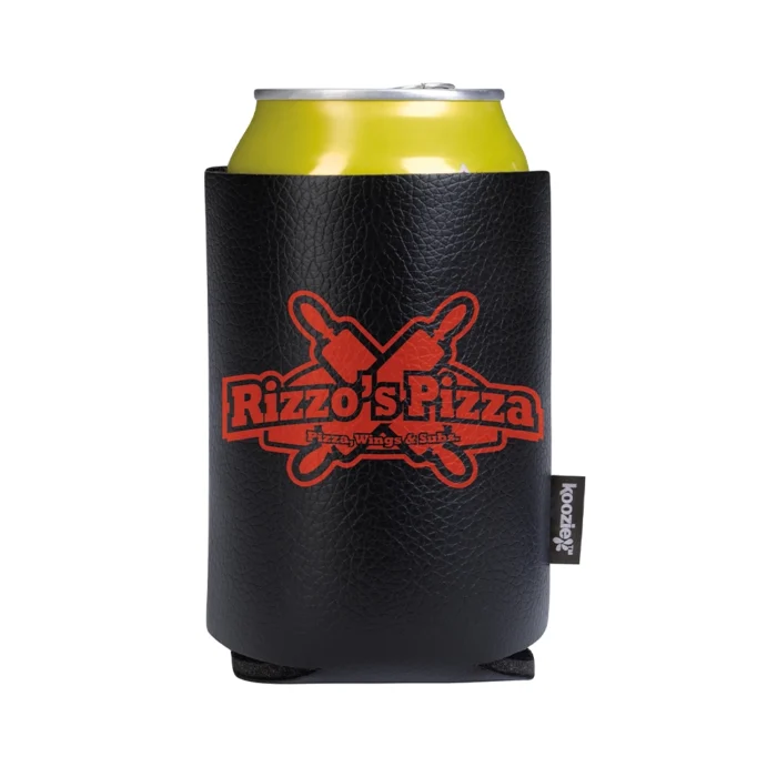 Custom Promotional Black Leather-Like Can Cooler