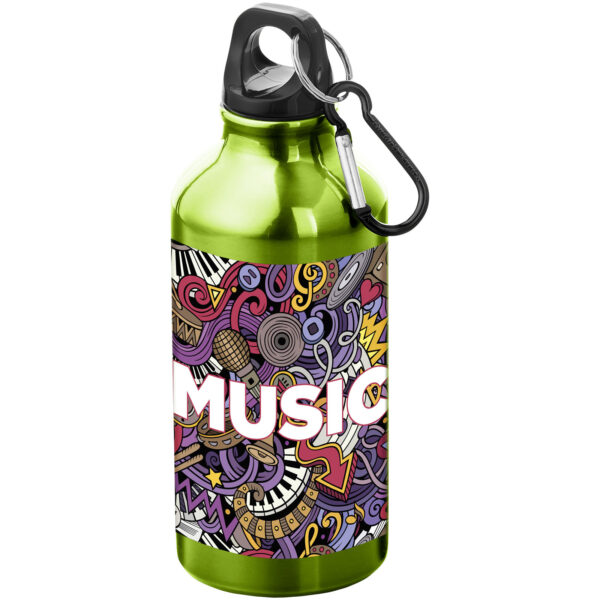 Oregon 400 ml aluminium water bottle with carabiner – Apple green with logo