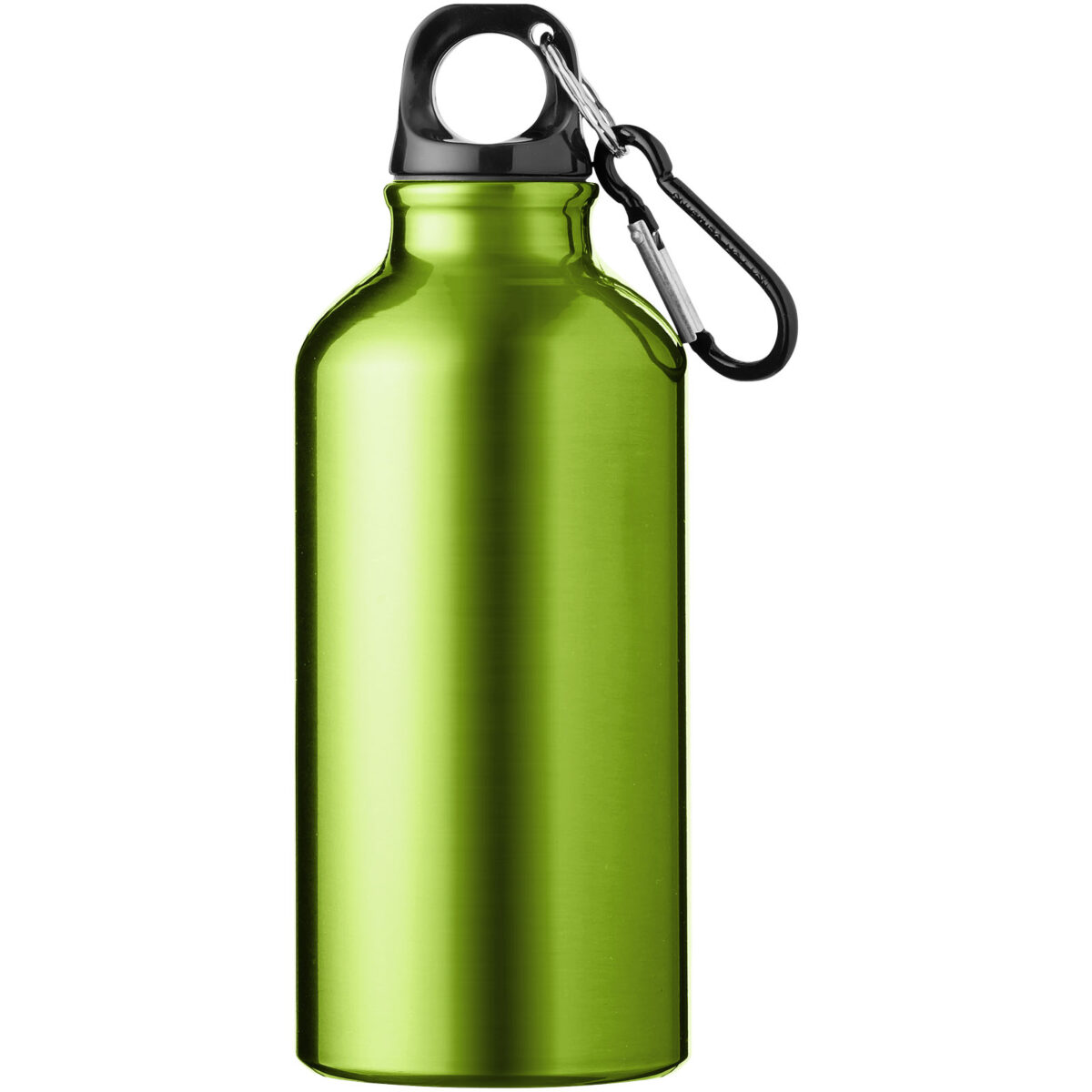 Oregon 400 ml aluminium water bottle with carabiner – Apple green front view