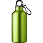 Oregon 400 ml aluminium water bottle with carabiner – Apple green front view