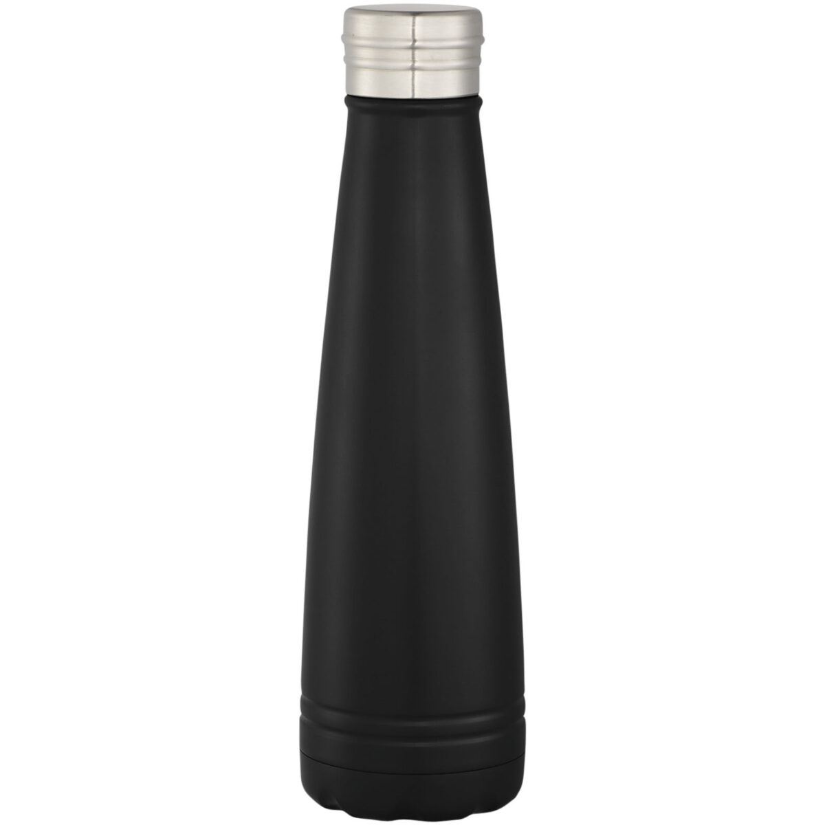 Duke 500 ml copper vacuum insulated water bottle – Solid black front view