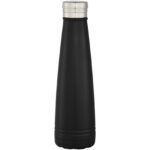 Duke 500 ml copper vacuum insulated water bottle – Solid black front view