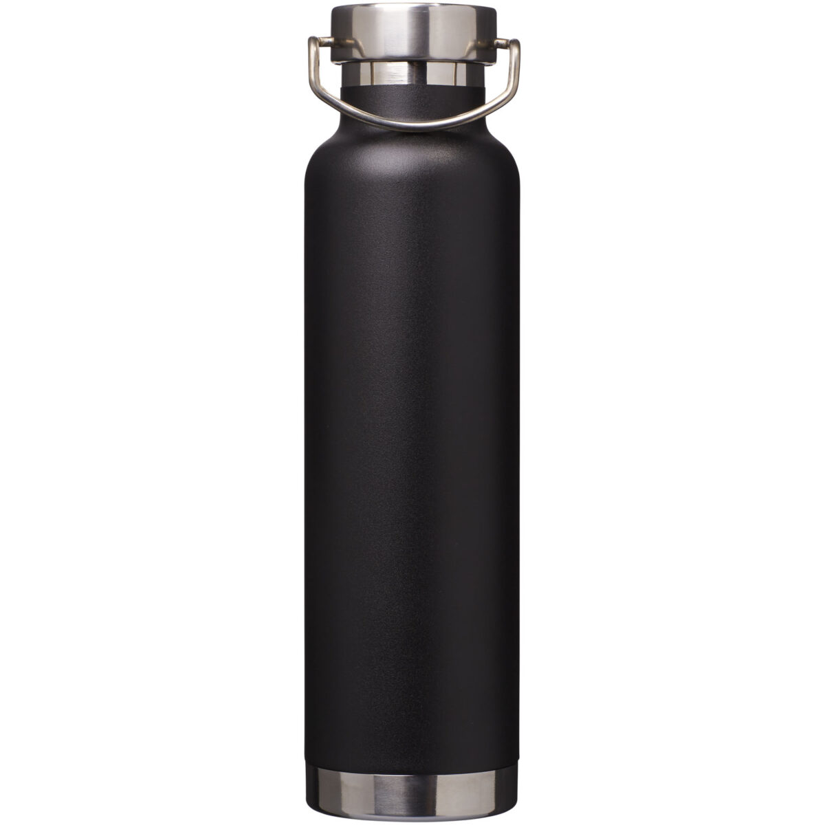 Thor 650 ml copper vacuum insulated sport bottle – Solid black front view