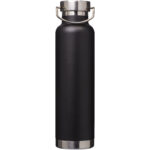 Thor 650 ml copper vacuum insulated sport bottle – Solid black front view