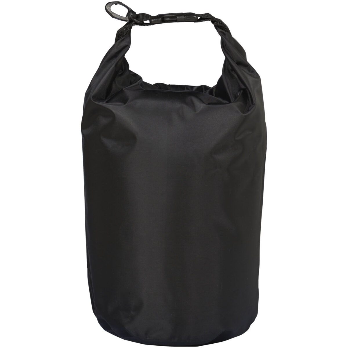 Survivor 5 litre waterproof roll-down bag – Solid black front view
