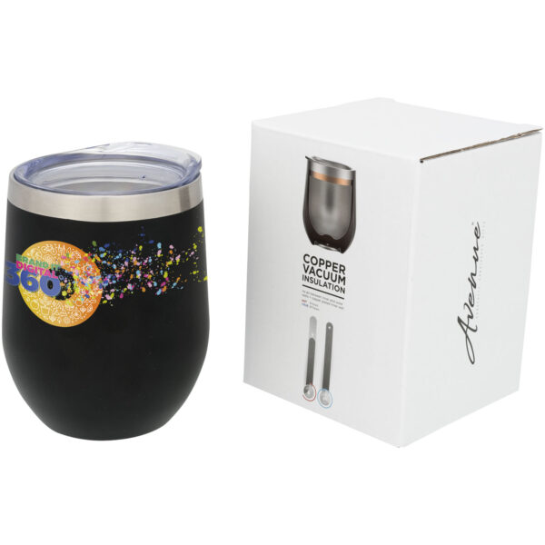 Corzo 350 ml copper vacuum insulated cup – Solid black with logo