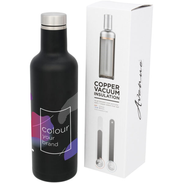 Pinto 750 ml copper vacuum insulated bottle – Solid black with logo