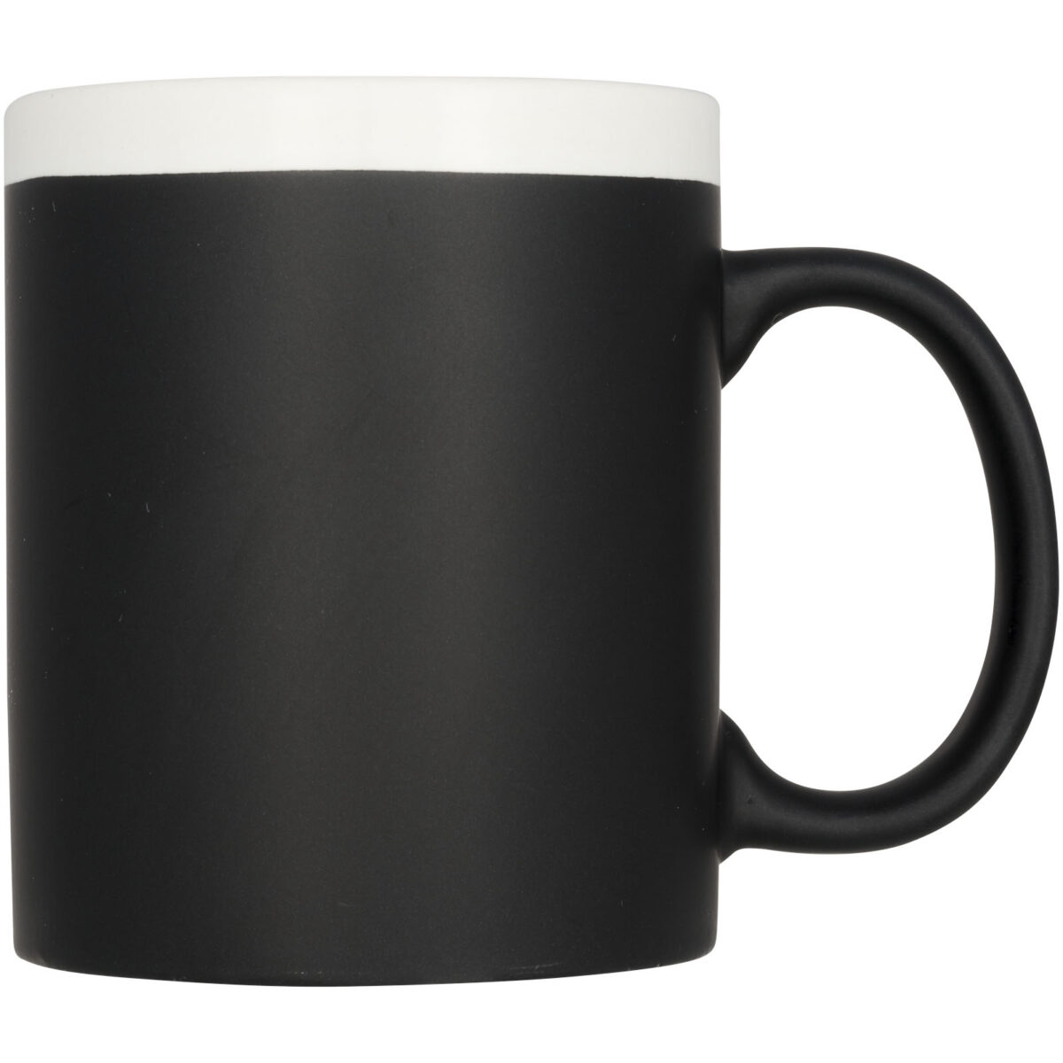 Chalk-write 330 ml ceramic mug – White front view