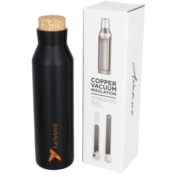 Norse 590 ml copper vacuum insulated bottle – Solid black with logo