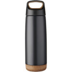 Valhalla 600 ml copper vacuum insulated water bottle – Solid black front view