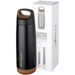 Valhalla 600 ml copper vacuum insulated water bottle – Solid black with logo