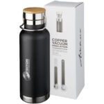 Thor 480 ml copper vacuum insulated water bottle – Solid black with logo