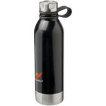 Perth 740 ml stainless steel sport bottle – Solid black with logo