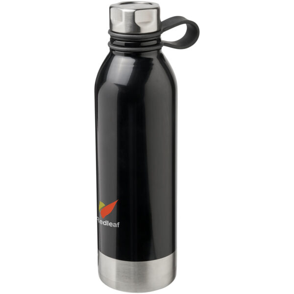 Perth 740 ml stainless steel sport bottle – Solid black with logo