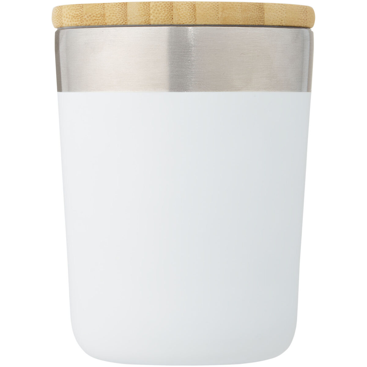 Lagan 330 ml copper vacuum insulated stainless steel tumbler with bamboo lid – White front view