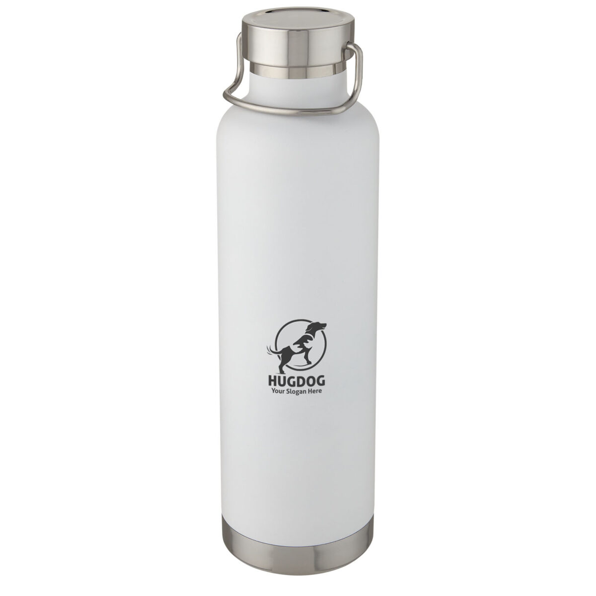 Thor 1 L copper vacuum insulated water bottle – White with logo