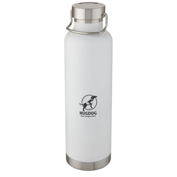 Thor 1 L copper vacuum insulated water bottle – White with logo