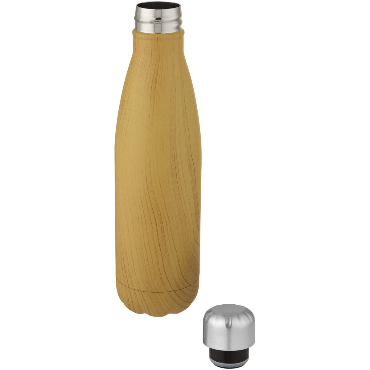 Cove 500 ml vacuum insulated stainless steel bottle with wood print – Heather natural extra view