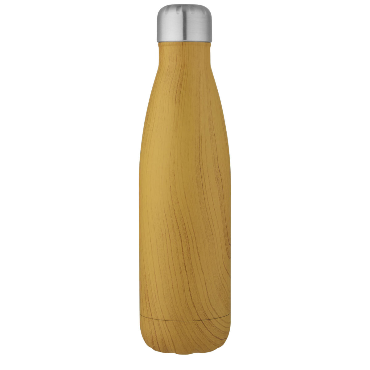 Cove 500 ml vacuum insulated stainless steel bottle with wood print – Heather natural front view