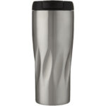 Waves 450 ml copper vacuum insulated tumbler – Silver front view