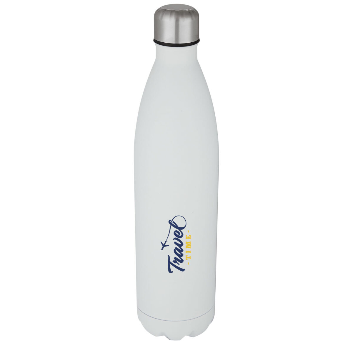 Cove 1 L vacuum insulated stainless steel bottle – White with logo