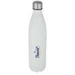 Cove 1 L vacuum insulated stainless steel bottle – White with logo