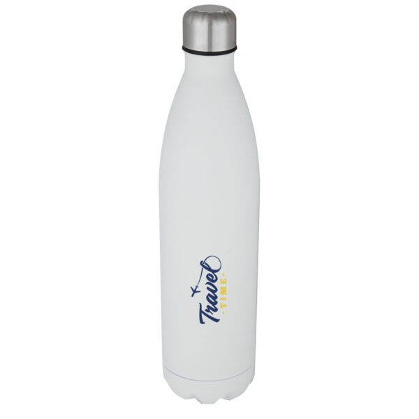 Cove 1 L vacuum insulated stainless steel bottle – White with logo