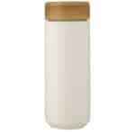 Lumi 300 ml ceramic tumbler with bamboo lid – White front view