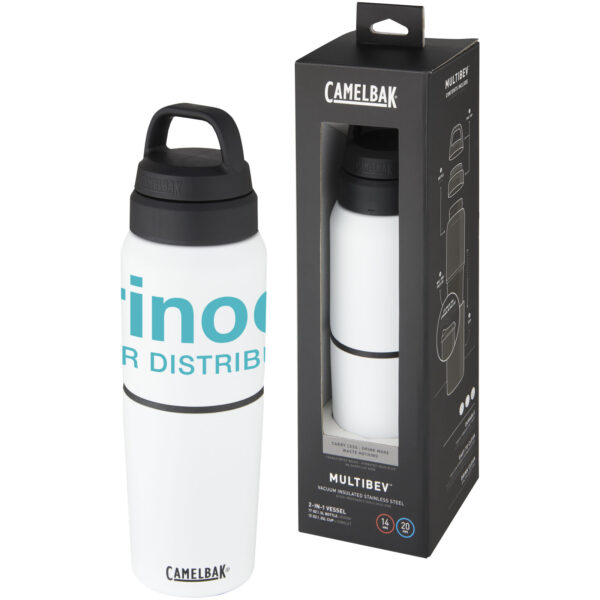CamelBak® MultiBev vacuum insulated stainless steel 500 ml bottle and 350 ml cup – White with logo