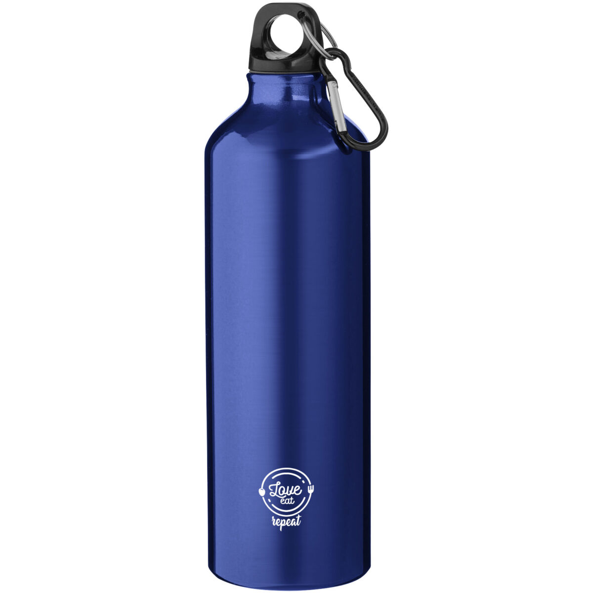 Oregon 770 ml RCS certified recycled aluminium water bottle with carabiner – Blue with logo