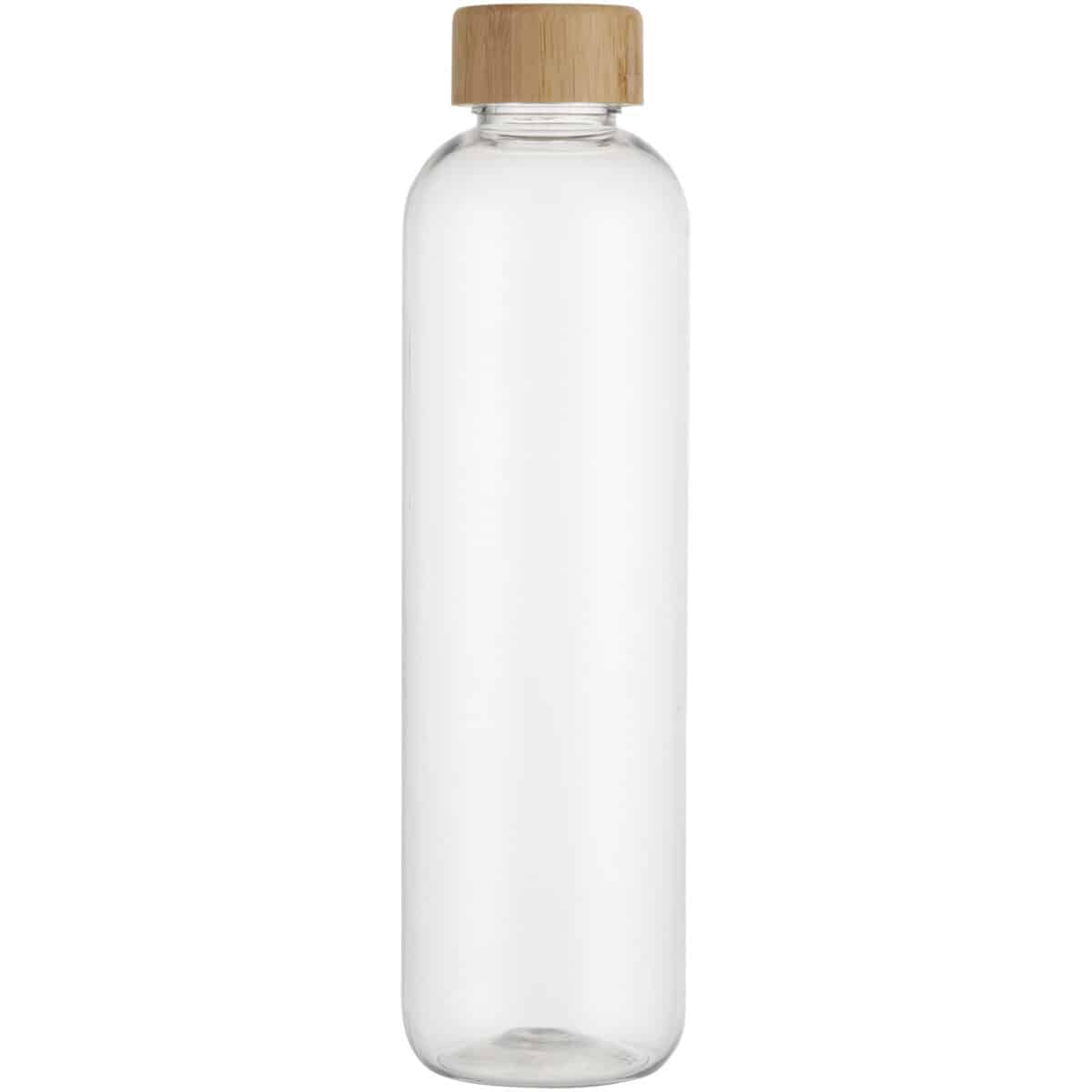 Ziggs 1000 ml recycled plastic water bottle – Transparent clear front view
