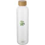 Ziggs 1000 ml recycled plastic water bottle – Transparent clear with logo