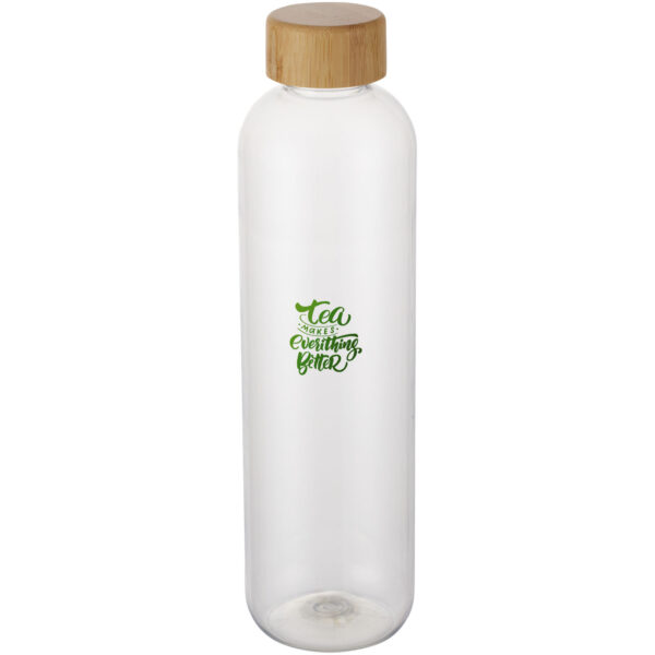 Ziggs 1000 ml recycled plastic water bottle – Transparent clear with logo