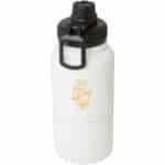 Dupeca 840 ml RCS certified stainless steel insulated sport bottle – White with logo