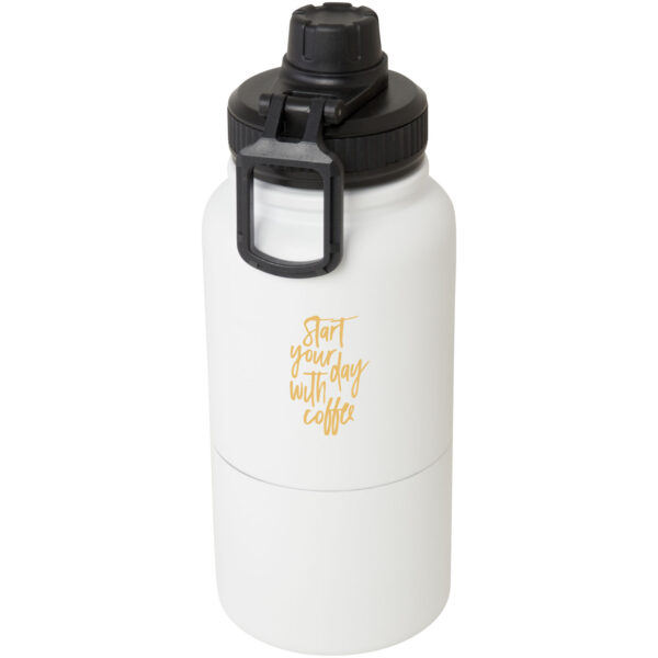 Dupeca 840 ml RCS certified stainless steel insulated sport bottle – White with logo