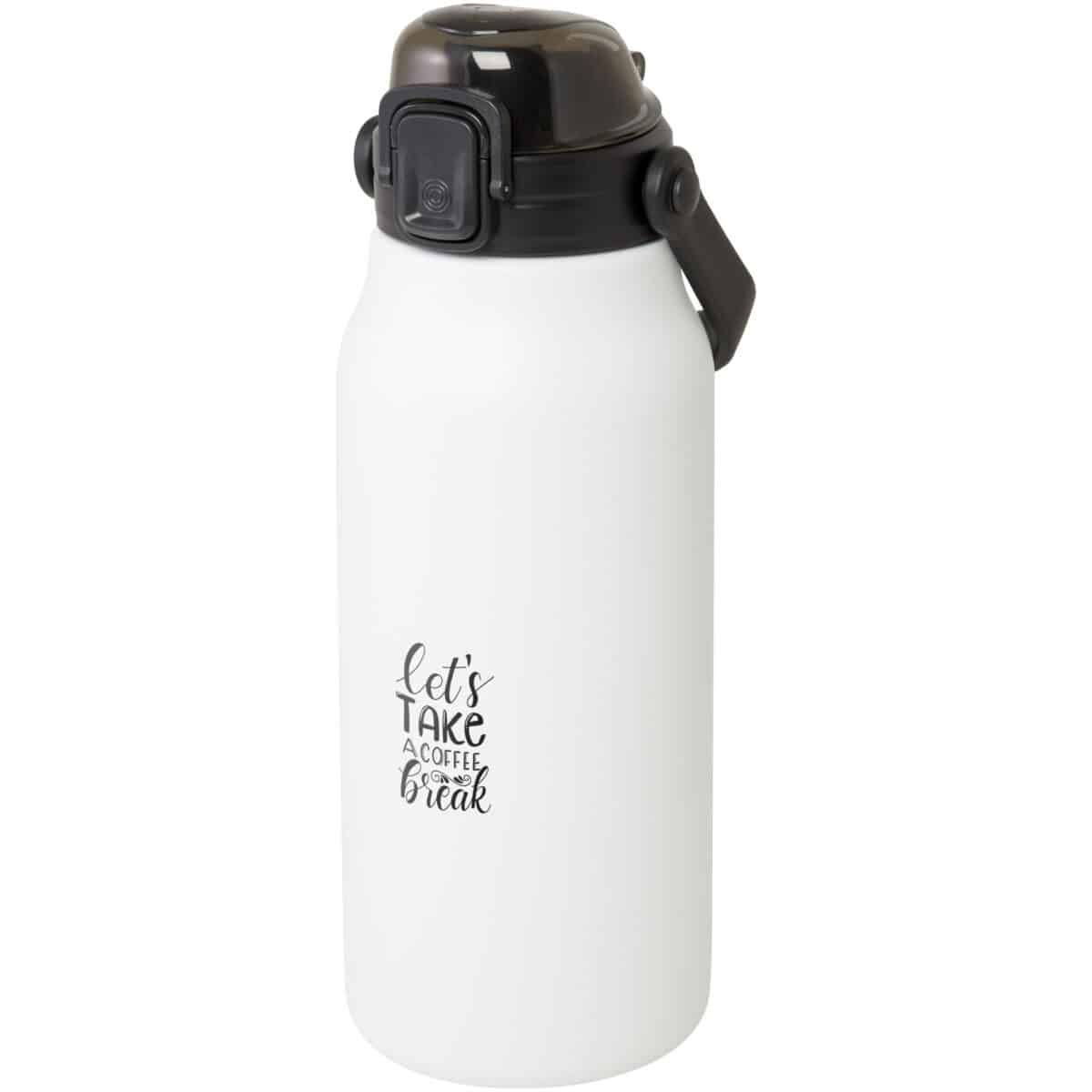 Giganto 1600 ml RCS certified recycled stainless steel copper vacuum insulated bottle – White with logo