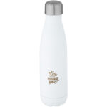 Cove 500 ml RCS certified recycled stainless steel vacuum insulated bottle – White with logo