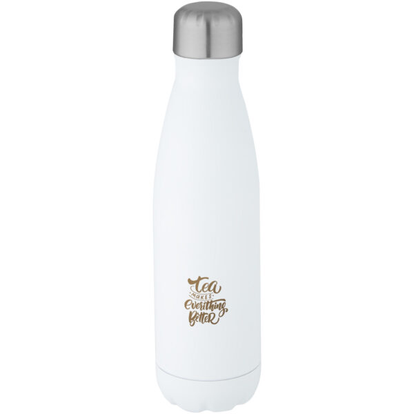 Cove 500 ml RCS certified recycled stainless steel vacuum insulated bottle – White with logo