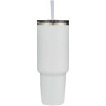 Sydney 1200 ml double wall RCS certified copper vacuum insulated tumbler with straw – White front view