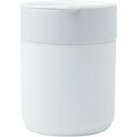 Java 330 ml ceramic tumbler with silicone wrap and plastic lid – White front view