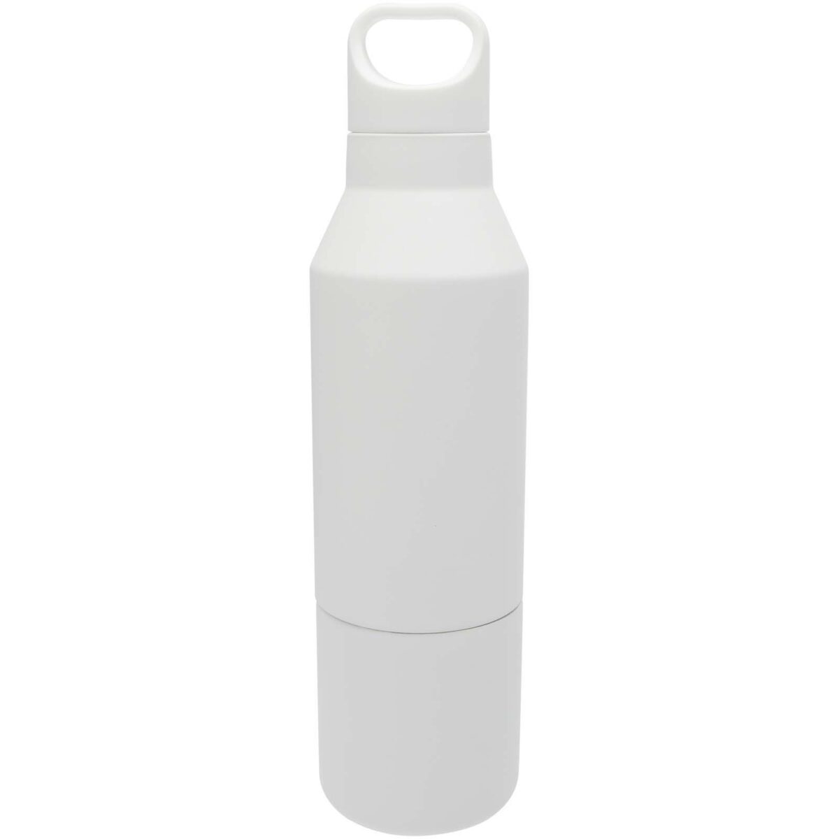 Odessy 600 ml RCS certified recycled stainless steel insulated bottle with 300 ml cup – White back view