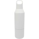 Odessy 600 ml RCS certified recycled stainless steel insulated bottle with 300 ml cup – White front view