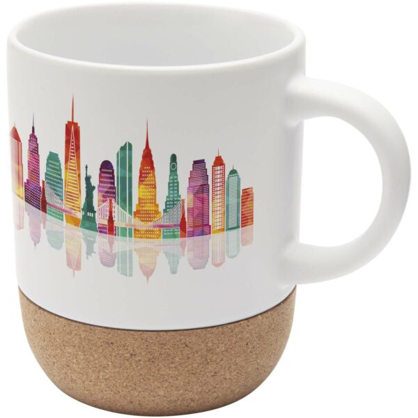 Billie 300 ml ceramic sublimation mug with cork details – White with logo