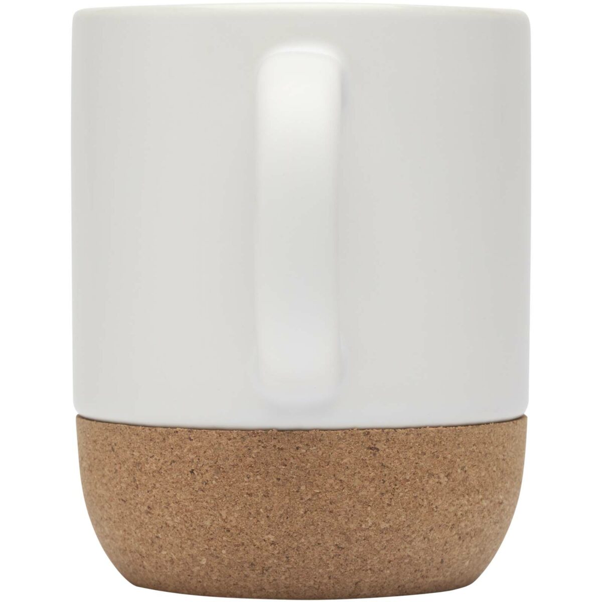 Billie 300 ml ceramic mug with cork details and matt finish – White back view
