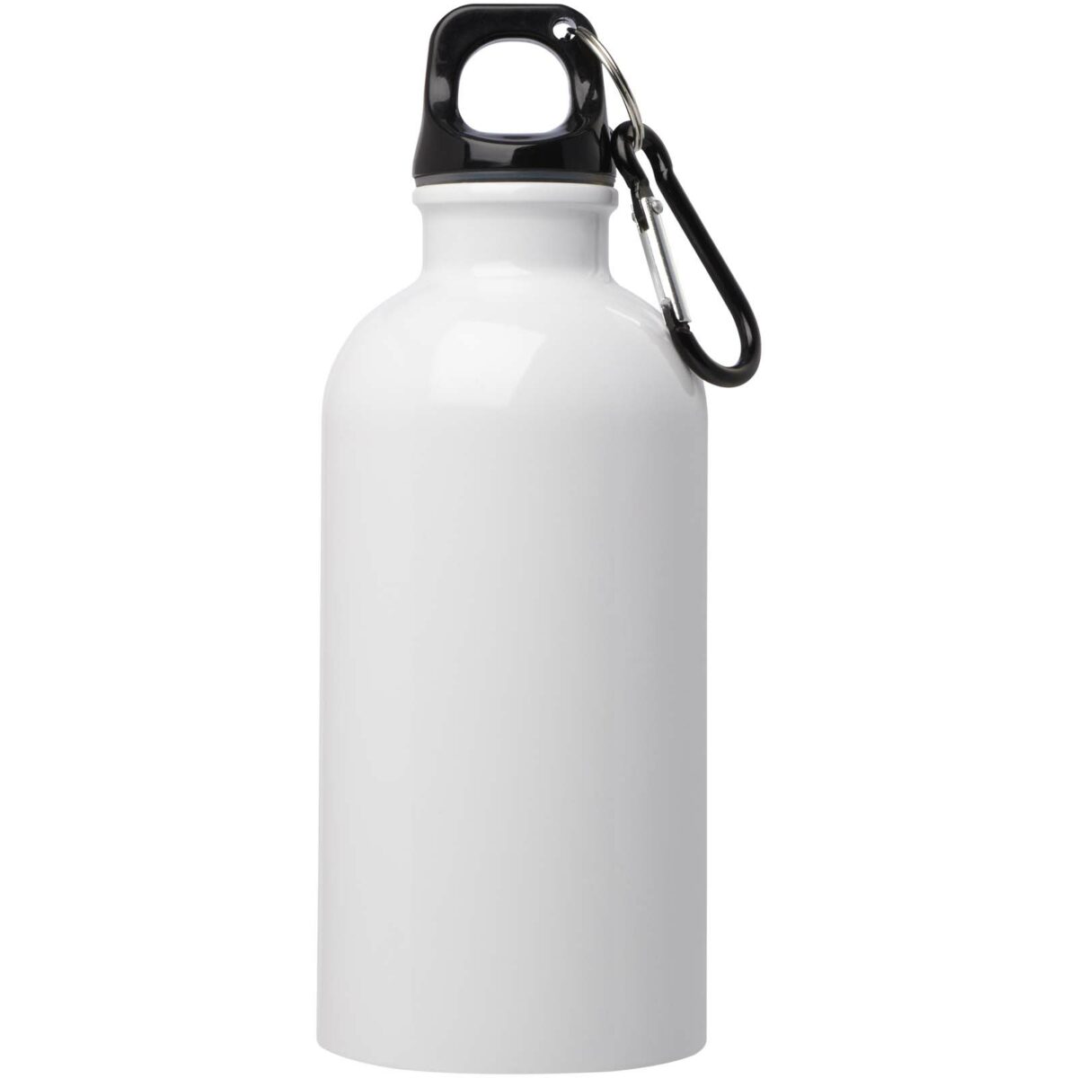 Oregon 400 ml RCS certified single wall stainless steel water bottle with carabiner – White front view