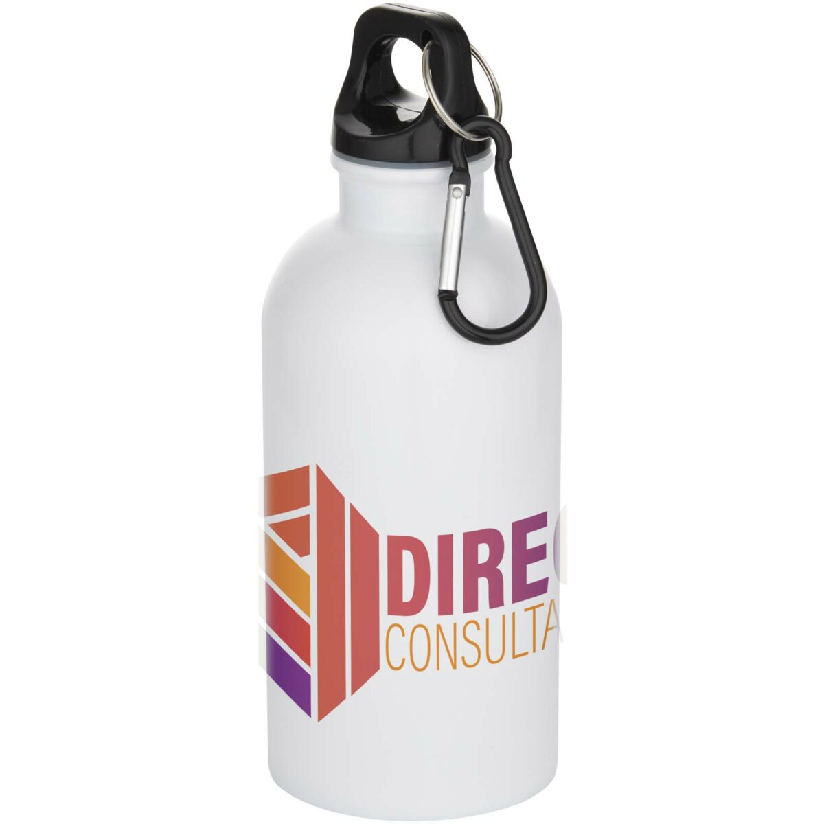 Oregon 400 ml sublimation RCS recycled single wall stainless steel water bottle with carabiner – White with logo