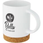 Neiva 425 ml ceramic mug with cork base – White with logo