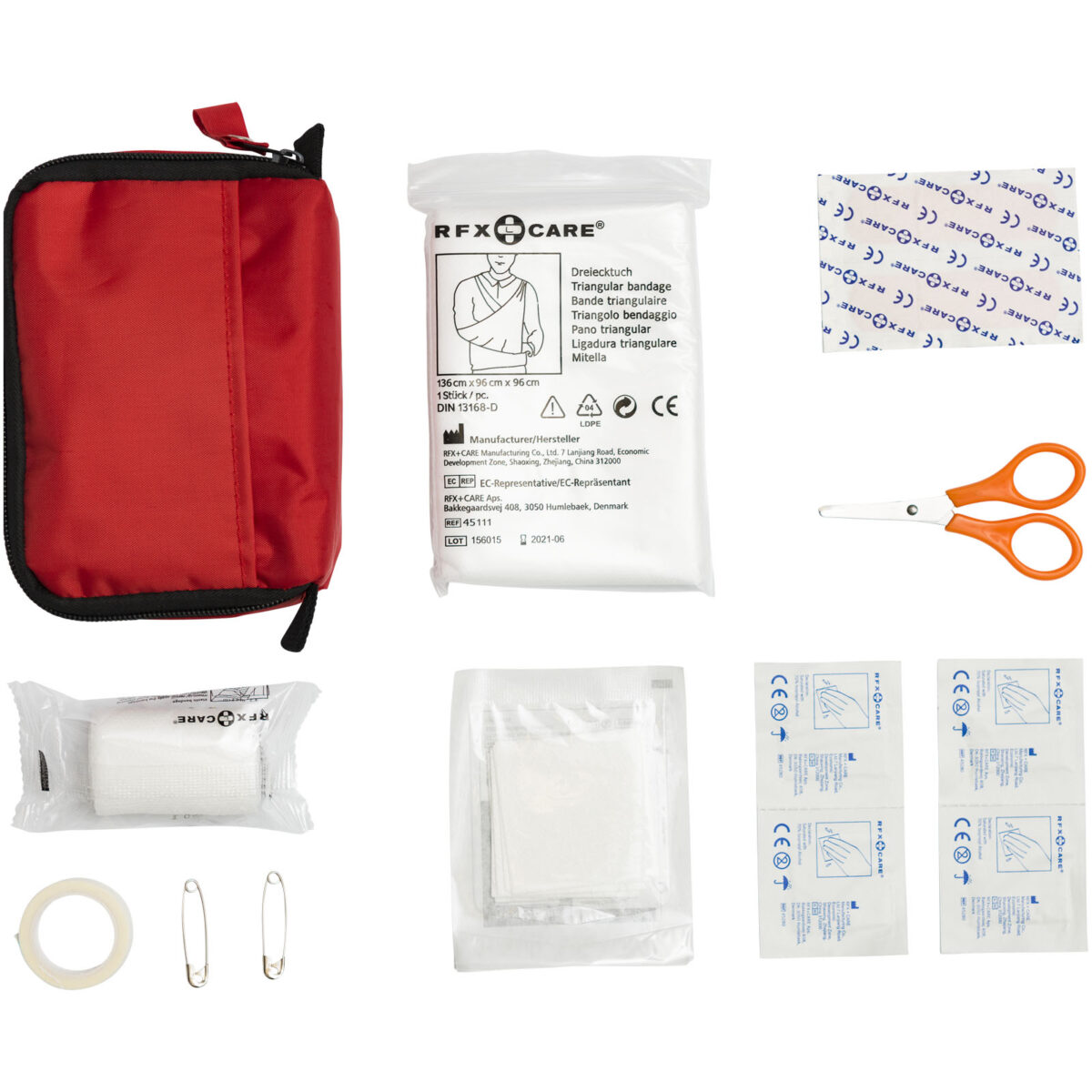Save-me 19-piece first aid kit – Red front view