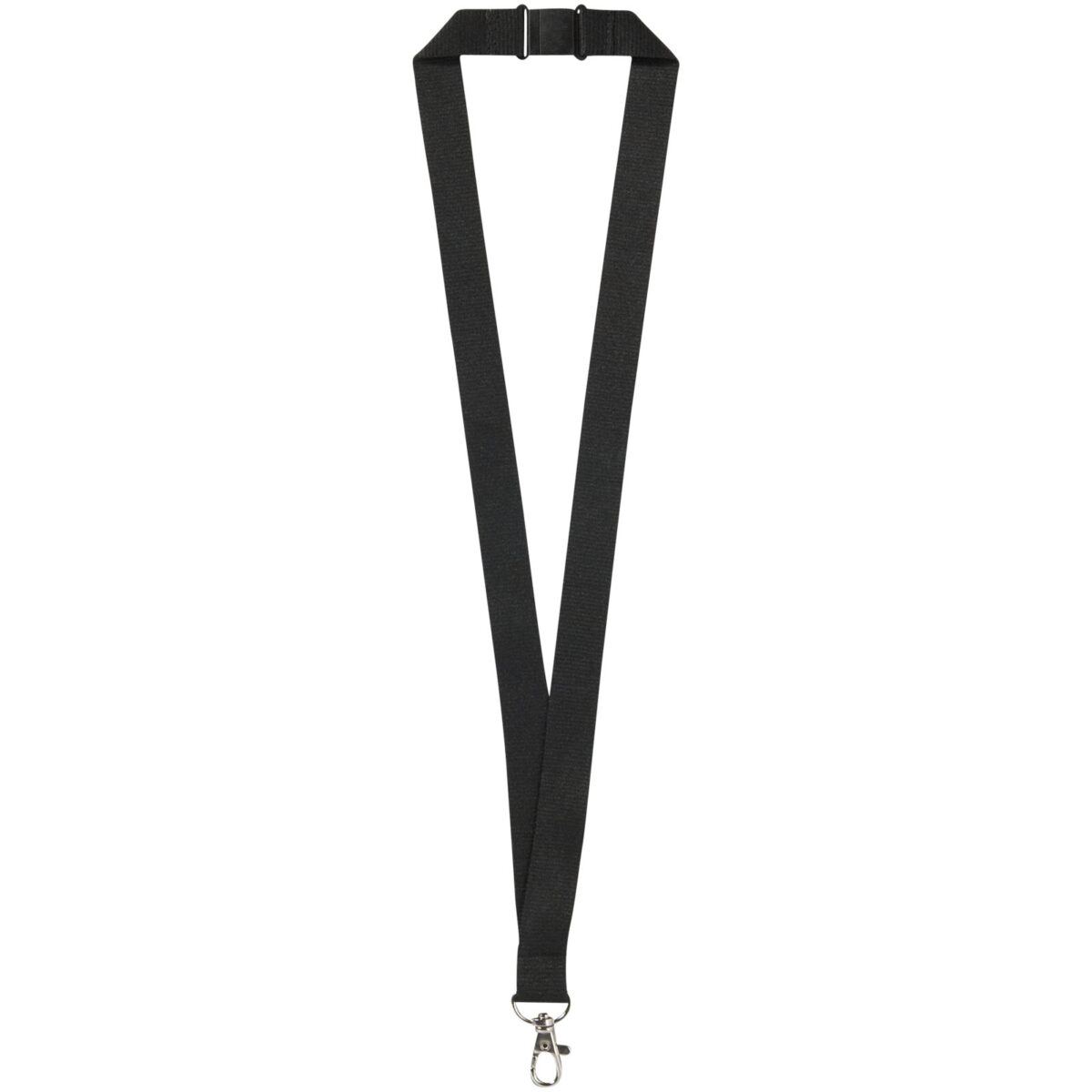 Lago lanyard with break-away closure – Solid black front view