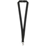 Lago lanyard with break-away closure – Solid black front view